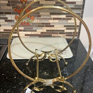 Gold Metal record/ magazine Holder with Bow Design
